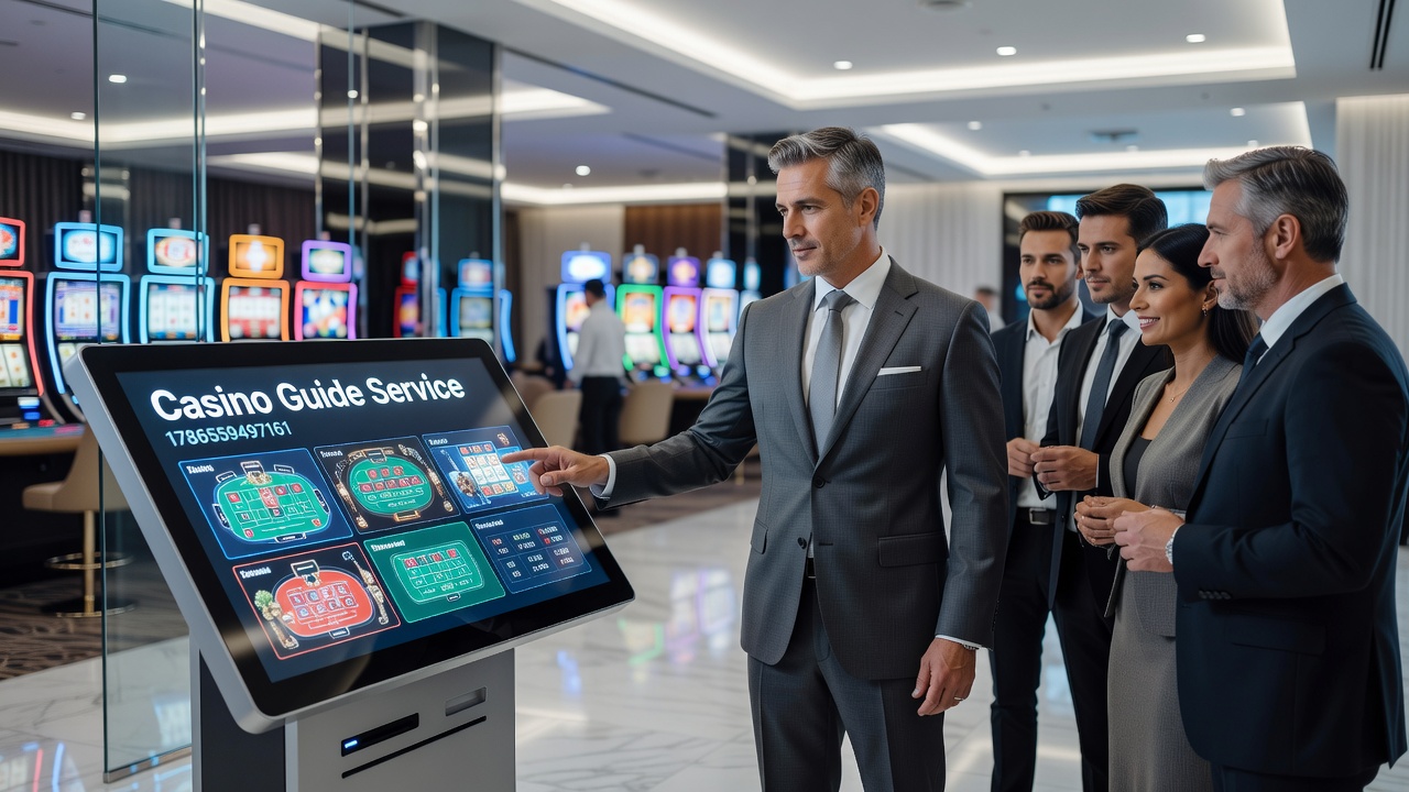 Detailed view of casino guide service content sections with regulatory updates and game information listings