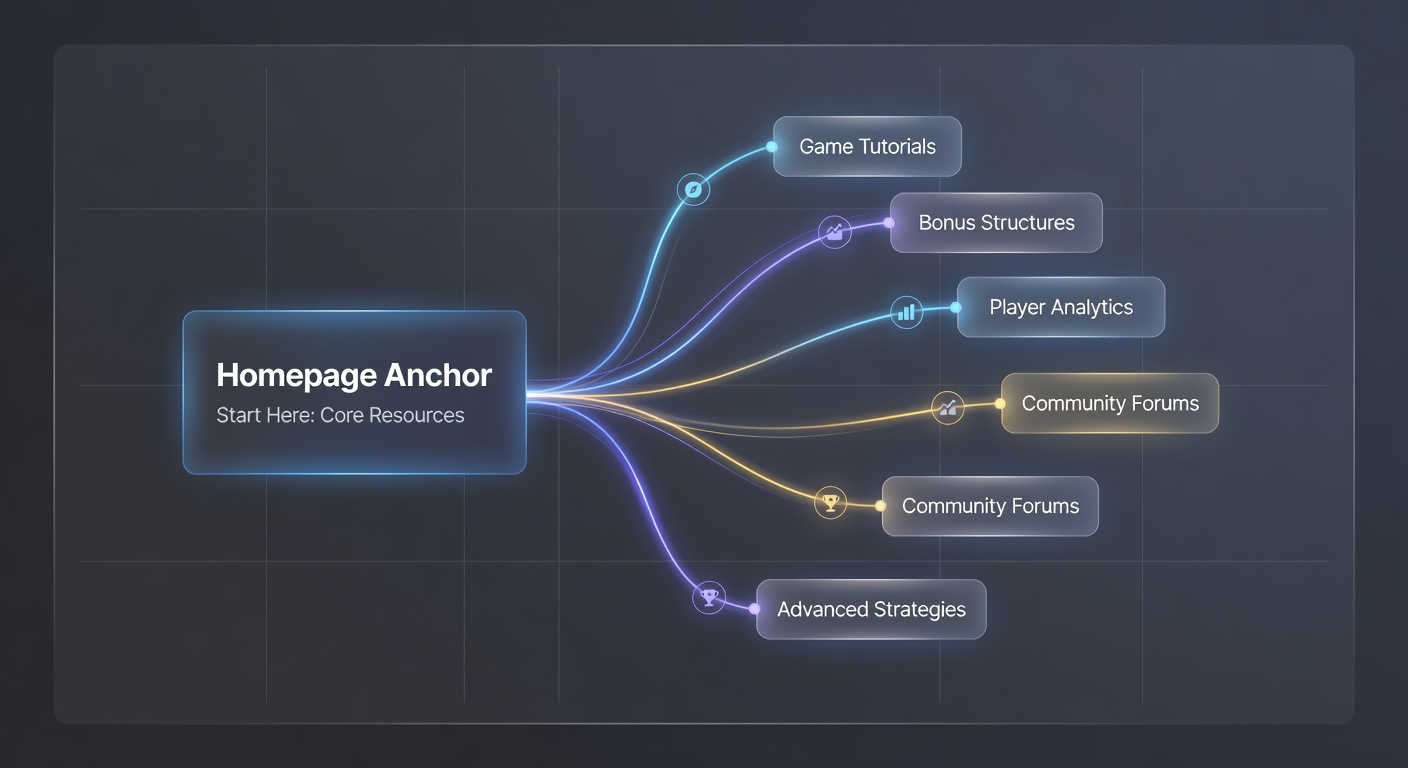 Homepage layout showing anchor points and initial visual sequence elements on an online casino platform
