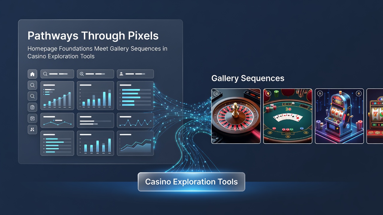 Gallery sequence displaying progressive images of casino interiors and gaming options in an online exploration tool