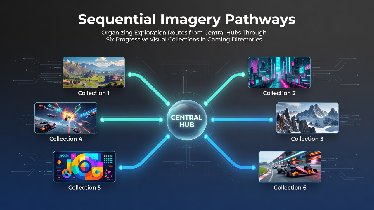 Central hub interface displaying the starting point for sequential imagery pathways in a gaming directory structure