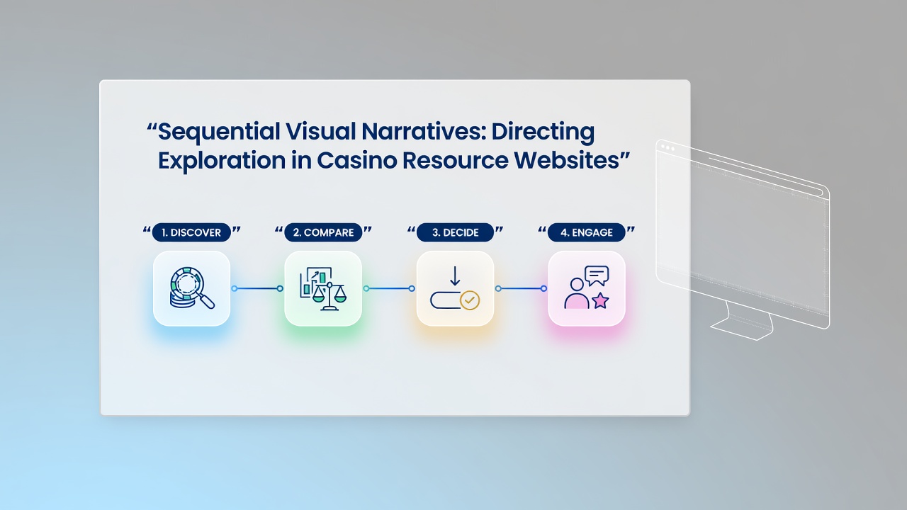 Mid-page visual progression on a casino guide site illustrating thematic image panels that lead from jackpot highlights to responsible gaming resources