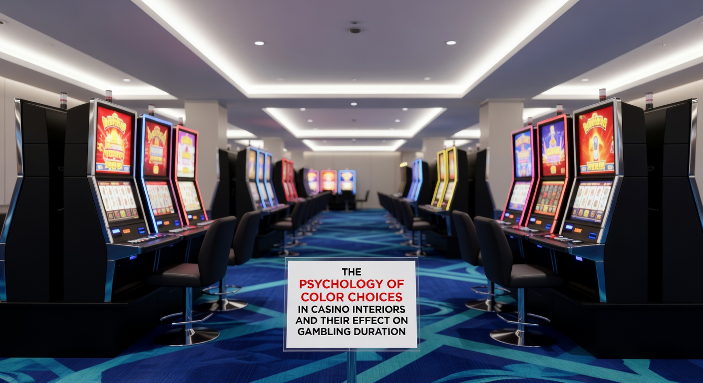 Casino floor with layered red and gold tones alongside cooler accents that guide player movement and focus