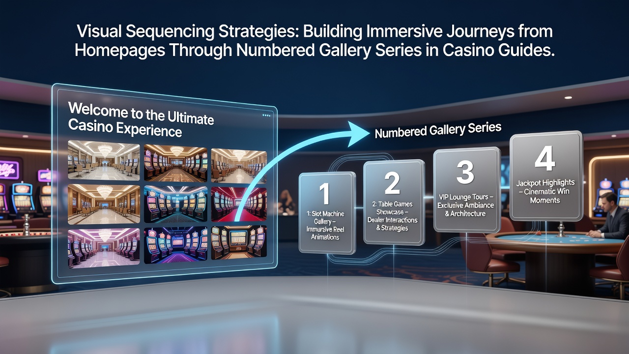 Homepage layout showing initial visual anchors leading into structured navigation elements for casino guides